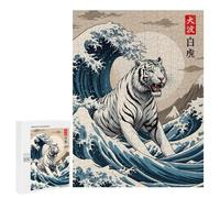 Puzzle 500 PCS pour Adolescents White Tiger Wave Jeux De Puzzle Relaxants, Défi Difficile, Cadeaux Uniques pour Anniversaire Et Noël 500 PCS