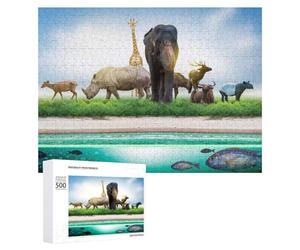 Puzzle 500 PCS pour Adolescents Wildlife Gathering by The Water's Edge Puzzle pour Adultes, Jouet, Décoration Murale, Améliore La Mémoire, Aide À Exercer Le Cerveau 500 PCS