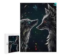 Puzzle 500 PCS pour Adolescents Wolf Couple Digital Art Puzzle pour Adultes Jeux Relaxants Décoration Parfaite, pour Toute La Famille 500 PCS