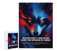 Puzzle 500 PCS pour Adolescents Wolf Fire Abstract Puzzles pour Adultes Jeu Familial Décoration Intérieure pour Anniversaire, Noël 500 PCS