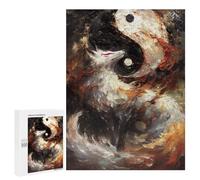Puzzle 500 PCS pour Adolescents Yin and Yang Kitsune Fox Puzzle pour Adultes Jouets Anti-Stress Difficile Idéal comme Cadeau 500 PCS