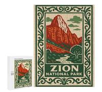 Puzzle 500 PCS pour Adolescents Zion National Park Vintage Poster Casse-têtes pour Adolescents Analyse Et Logique Interaction Parent-Enfant Jeux Stimulants Jouets 500 PCS