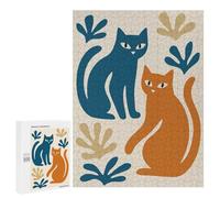 Puzzle 500 PCS pour Adultes Abstract Cats and Foliage Illustration Puzzle Casse-tête Jeu De Réflexion Difficile Offrez-Le en Cadeau À Toute La Famille 500 PCS