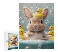 Puzzle 500 PCS pour Adultes Bunny with Rubber Ducks in Bath Puzzle pour Adultes Jeux Relaxants Analyse Et Logique Réduction du Stress Cadeaux 500 PCS