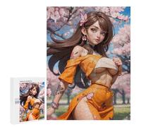 Puzzle 500 PCS pour Adultes Cherry Blossom Girl Puzzle Casse-tête Jeu De Réflexion Difficile Offrez-Le en Cadeau À Toute La Famille 500 PCS