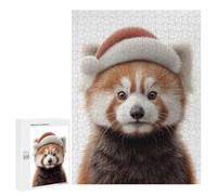Puzzle 500 PCS pour Adultes Christmas Red Panda with Santa Hat Puzzles pour Adultes - Jouets À Monter Soi-même, Amusants Et Humoristiques pour Un Anniversaire Ou Noël 500 PCS