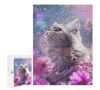 Puzzle 500 PCS pour Adultes Cute Gray Kitten Puzzle pour Adultes Jeu Manuel Décoration Murale Aide À Stimuler Le Cerveau 500 PCS