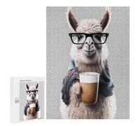 Puzzle 500 PCS pour Adultes Cute Llama and Expresso Puzzle Casse-tête Jeu De Réflexion Difficile Offrez-Le en Cadeau À Toute La Famille 500 PCS