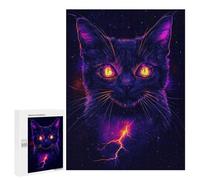 Puzzle 500 PCS pour Adultes Cute Neon Cat Light Eyes Puzzle pour Adultes, Jouet, Décoration Murale, Cadeau Anti-Stress 500 PCS