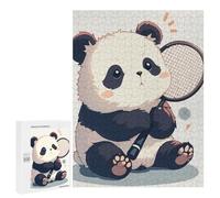 Puzzle 500 PCS pour Adultes Cute Panda with Tennis Racket Puzzles pour Adultes - Jouets À Monter Soi-même, Amusants Et Humoristiques pour Un Anniversaire Ou Noël 500 PCS