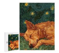 Puzzle 500 PCS pour Adultes Dog Sleeping Under Starry Night Sky Puzzles pour Adultes - Jouets À Monter Soi-même, Amusants Et Humoristiques pour Un Anniversaire Ou Noël 500 PCS
