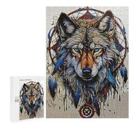 Puzzle 500 PCS pour Adultes Dream Catcher Wolf Puzzle pour Adultes Jeux Amusants Analyse Et Logique Cadeaux d'anniversaire Et Cadeaux Uniques 500 PCS