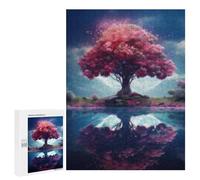 Puzzle 500 PCS pour Adultes Fantasy Pink Tree Reflection Puzzle Casse-tête Jeu De Réflexion Difficile Offrez-Le en Cadeau À Toute La Famille 500 PCS