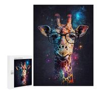 Puzzle 500 PCS pour Adultes Giraffe with Glasses Art Print-6 Puzzle Casse-tête Jeu De Réflexion Difficile Offrez-Le en Cadeau À Toute La Famille 500 PCS