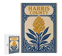 Puzzle 500 PCS pour Adultes Harris County Floral Emblem Puzzle Casse-tête Jeu De Réflexion Difficile Offrez-Le en Cadeau À Toute La Famille 500 PCS