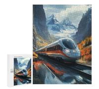 Puzzle 500 PCS pour Adultes High-Speed Train Through Mountains Puzzle pour Adultes Jeux Relaxants Découpe De Précision Idéal comme Cadeau pour Toute La Famille 500 PCS