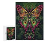Puzzle 500 PCS pour Adultes Neon Art Nouveau Moth Puzzle Casse-tête Jeu De Réflexion Difficile Offrez-Le en Cadeau À Toute La Famille 500 PCS