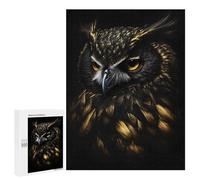 Puzzle 500 PCS pour Adultes Owl Black Gold Puzzle Casse-tête Jeu De Réflexion Difficile Offrez-Le en Cadeau À Toute La Famille 500 PCS