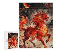 Puzzle 500 PCS pour Adultes Qilin and Phoenixes Asian Landscape Puzzle Anti-Stress, Jouet pour S'amuser en Famille, Cadeau Anti-Stress 500 PCS