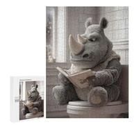 Puzzle 500 PCS pour Adultes Rhino Reading on Toilet Puzzle Casse-tête Jeu De Réflexion Difficile Offrez-Le en Cadeau À Toute La Famille 500 PCS