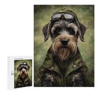 Puzzle 500 PCS pour Adultes Schnauzer Camo Jacket Puzzle pour Adultes Jeux Relaxants Analyse Et Logique Réduction du Stress Cadeaux 500 PCS