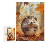 Puzzle 500 PCS pour Adultes Smiling Hedgehog in Autumn Puzzle pour Adultes Jeux Relaxants Découpe De Précision Idéal comme Cadeau pour Toute La Famille 500 PCS