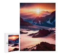 Puzzle 500 PCS pour Adultes Sunset in The Snowy Puzzle pour Adultes Jeux Relaxants Découpe De Précision Idéal comme Cadeau pour Toute La Famille 500 PCS