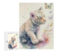 Puzzle 500 PCS pour Adultes Sweet Little White Tiger Puzzle Casse-tête Jeu De Réflexion Difficile Offrez-Le en Cadeau À Toute La Famille 500 PCS