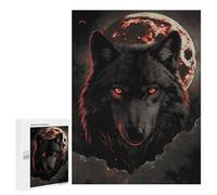 Puzzle 500 PCS pour Adultes Wolf Dark Moon Red Clouds Puzzles pour Adultes - Jouets À Monter Soi-même, Amusants Et Humoristiques pour Un Anniversaire Ou Noël 500 PCS