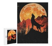 Puzzle 500 PCS pour Adultes Wolf Howling at The Moon Puzzles pour Adultes - Jouets À Monter Soi-même, Amusants Et Humoristiques pour Un Anniversaire Ou Noël 500 PCS