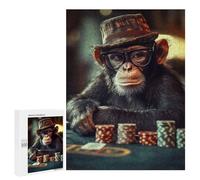 Puzzle 500 PCS Pour Les Adolescents Chef Monkey Playing Poker Puzzle Pour Adultes Jouets DIY Mais Drôle Et Humour Défi Éducatif 500 PCS