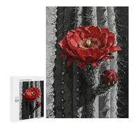 Puzzle 500 PCS Red Cactus Flower Painting Puzzles pour Adultes, Jouet, Décoration Murale, Difficile, Difficile, Cadeaux Uniques pour Anniversaire Et Noël 500 PCS