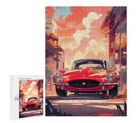 Puzzle 500 PCS Red Classic Car Sunset Puzzles pour Adultes, Jouet, Décoration Murale, Motif À Assembler, Idéal comme Cadeau pour Toute La Famille 500 PCS
