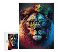 Puzzle 500 PCS Royal Lion King Glasses Art Print Puzzles pour Adolescents - Anti-Stress - Défi Éducatif - Idée Cadeau Et Anniversaire Unique 500 PCS