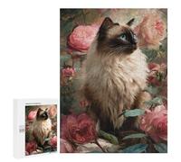 Puzzle 500 PCS Siam Cat with Roses-1 Puzzles pour Adolescents - Anti-Stress - Défi Éducatif - Idée Cadeau Et Anniversaire Unique 500 PCS