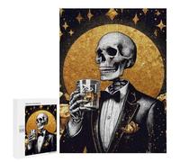 Puzzle 500 PCS Skeleton in Suit Whiskey Puzzles pour Adultes, Jouet, Décoration Murale, Difficile, Difficile, Cadeaux Uniques pour Anniversaire Et Noël 500 PCS