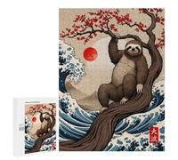 Puzzle 500 PCS Sloth Great Wave Puzzles pour Adultes, Jouet, Décoration Murale, Difficile, Difficile, Cadeaux Uniques pour Anniversaire Et Noël 500 PCS