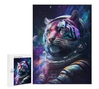 Puzzle 500 PCS Space Tiger Astronaut Art Print-3 Puzzles pour Adultes Améliorent La Mémoire Interaction Parent-Enfant Casse-tête Jeux De Société en Famille 500 PCS