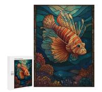 Puzzle 500 PCS Stained Glass Lionfish Ocean Puzzles pour Adultes, Jouet, Décoration Murale, Difficile, Difficile, Cadeaux Uniques pour Anniversaire Et Noël 500 PCS