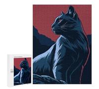 Puzzle 500 PCS Stylized Black Cat Illustration Puzzles pour Adultes, Jouet, Décoration Murale, Difficile, Difficile, Cadeaux Uniques pour Anniversaire Et Noël 500 PCS