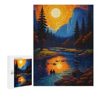 Puzzle 500 PCS Vibrant Mountain River Landscape Painting Puzzles pour Adultes, Jouet, Décoration Murale, Difficile, Difficile, Cadeaux Uniques pour Anniversaire Et Noël 500 PCS