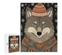 Puzzle 500 PCS Vintage Wolf Xmas Puzzles pour Adultes, Jouet, Décoration Murale, Motif À Assembler, Idéal comme Cadeau pour Toute La Famille 500 PCS