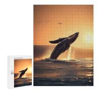 Puzzle 500 PCS Whale Jumping in The Sea Puzzles pour Adultes, Jouet, Décoration Murale, Difficile, Difficile, Cadeaux Uniques pour Anniversaire Et Noël 500 PCS