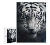 Puzzle 500 PCS White Tiger with Blue Eyes Puzzles pour Adultes, Jouet, Décoration Murale, Difficile, Difficile, Cadeaux Uniques pour Anniversaire Et Noël 500 PCS