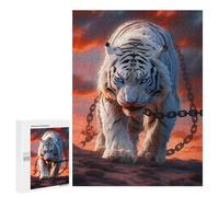 Puzzle 500 PCS White Tiger with Chains Puzzles pour Adolescents Course De Vitesse Manuelle Activités Amusantes À La Maison Jeu Stimulant Et Jeu en Famille 500 PCS