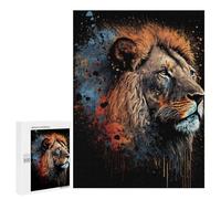 Puzzle 500 PCS Wild Lion Art Print Puzzles pour Adultes - Cadeau d'anniversaire - Jeu Difficile Et Stimulant - Cadeaux