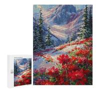 Puzzle 500 PCS Winter Mountain Flowers Landscape Puzzle pour Adolescents Améliorez Votre Mémoire Entraînez Votre Cerveau Et Vos Mains Jouets Addictifs pour Cultiver La Patience 500 PCS