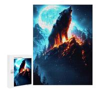 Puzzle 500 PCS Wolf Howling at Full Moon-1 Puzzles pour Adolescents - Anti-Stress - Défi Éducatif - Idée Cadeau Et Anniversaire Unique 500 PCS
