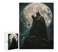 Puzzle 500 PCS Wolf Howling at Full Moon-6 Puzzles pour Adultes Améliorent La Mémoire Interaction Parent-Enfant Casse-tête Jeux De Société en Famille 500 PCS