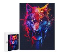 Puzzle 500 PCS Wolf Motorcycle Art Print Puzzle pour Adolescents Améliorez Votre Mémoire Entraînez Votre Cerveau Et Vos Mains Jouets Addictifs pour Cultiver La Patience 500 PCS